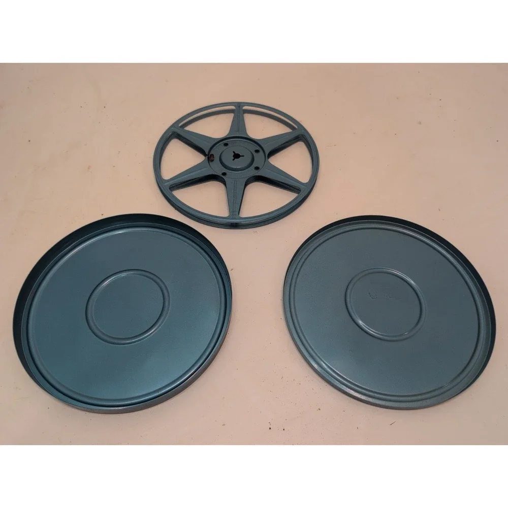 Compco Corp Chicago Blue 400ft 8mm Film Metal Movie Reel With Case Vintage